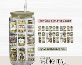 Envoltório PNG para copo de vidro Libbey de 473ml | Picles | Design para copo térmico com sublimação e UV | Download instantâneo