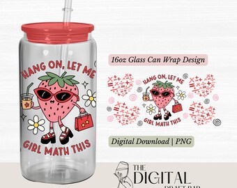 Menina Matemática PNG 16oz Libbey Glass Tumbler Cup wrap download digital