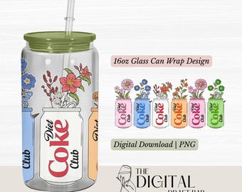 Imagem PNG para embalagem de lata de vidro de 473ml (16oz) | Design para copo térmico de Coca-Cola Diet (Download digital)