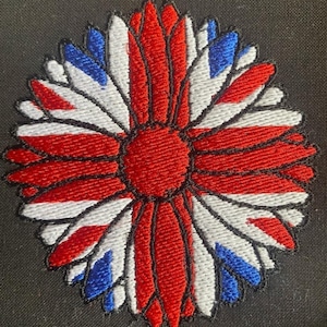 Union Jack Flower Embroidery Machine Digital Design