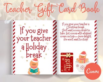 Christmas Teacher Gift Card Booklet: Editable Canva Template
