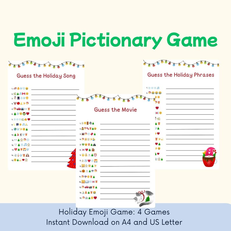 Christmas Emoji Pictionary Game | Holiday Party (digital Download) - Etsy