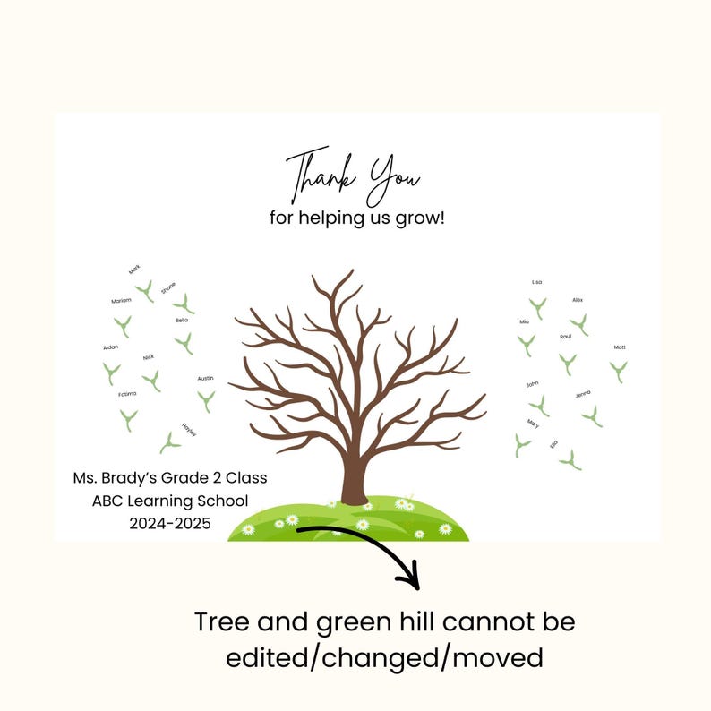 Printable Teacher Appreciation Gift, Fingerprint Tree Editable Canva ...