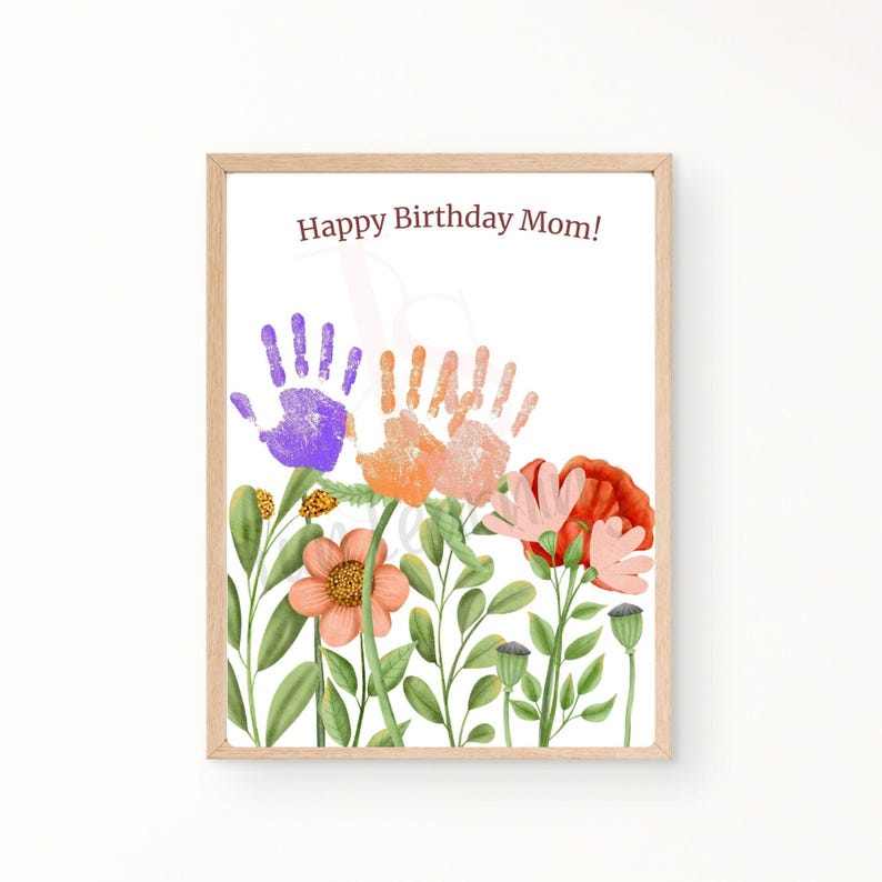 Editable Handprint Flower Bouquet Art: Birthday Keepsake (canva ...
