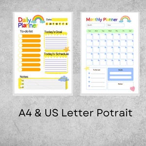Kids' Planner Bundle Rainbow Edition, Digital Weekly Planner, Homework ...