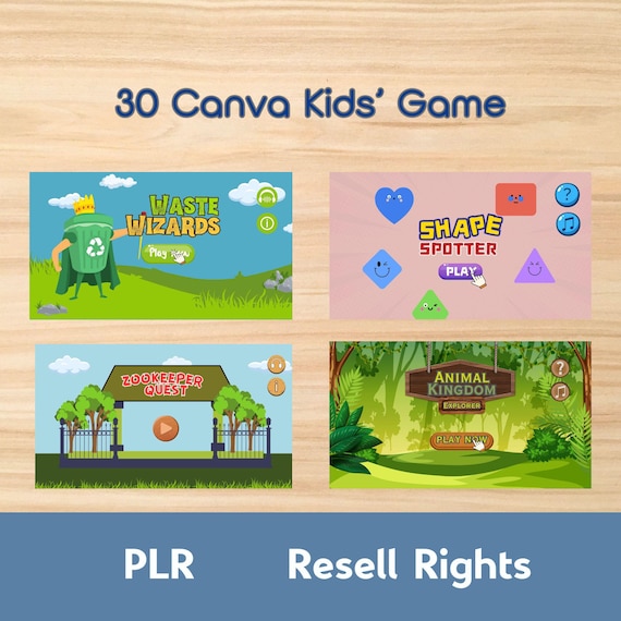 Editable Kids Games, Canva Quiz Templates, PLR Bundle