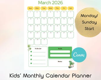 2026 Activity Calendar for Kids: Printable Monthly Organizer (Digital Download)
