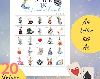 Bingo de Alice no País das Maravilhas: Jogo do Chá do Chapeleiro Maluco (Cartões PDF para impressão)