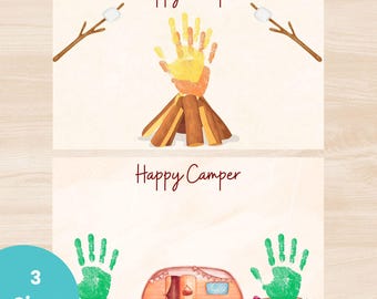 Happy Camper Handprint Art: Kids Camping Craft (printable PDF) - Etsy