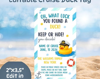 Etiquetas editables para cruceros con diseño de pato, plantilla de Canva de 2x3,5 (descarga digital)