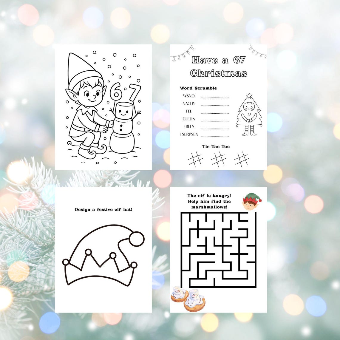 67 Elf Christmas Activity Booklet, Editable Canva Template (printable ...