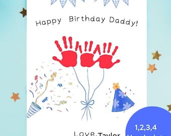 Presente de aniversário com a impressão da mão do papai | Lembrança do Dia dos Pais (Download instantâneo)