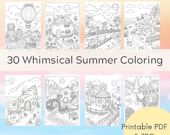 30 páginas para colorir com temas de verão, casas aconchegantes e cenas de praia tropical (download em PDF)