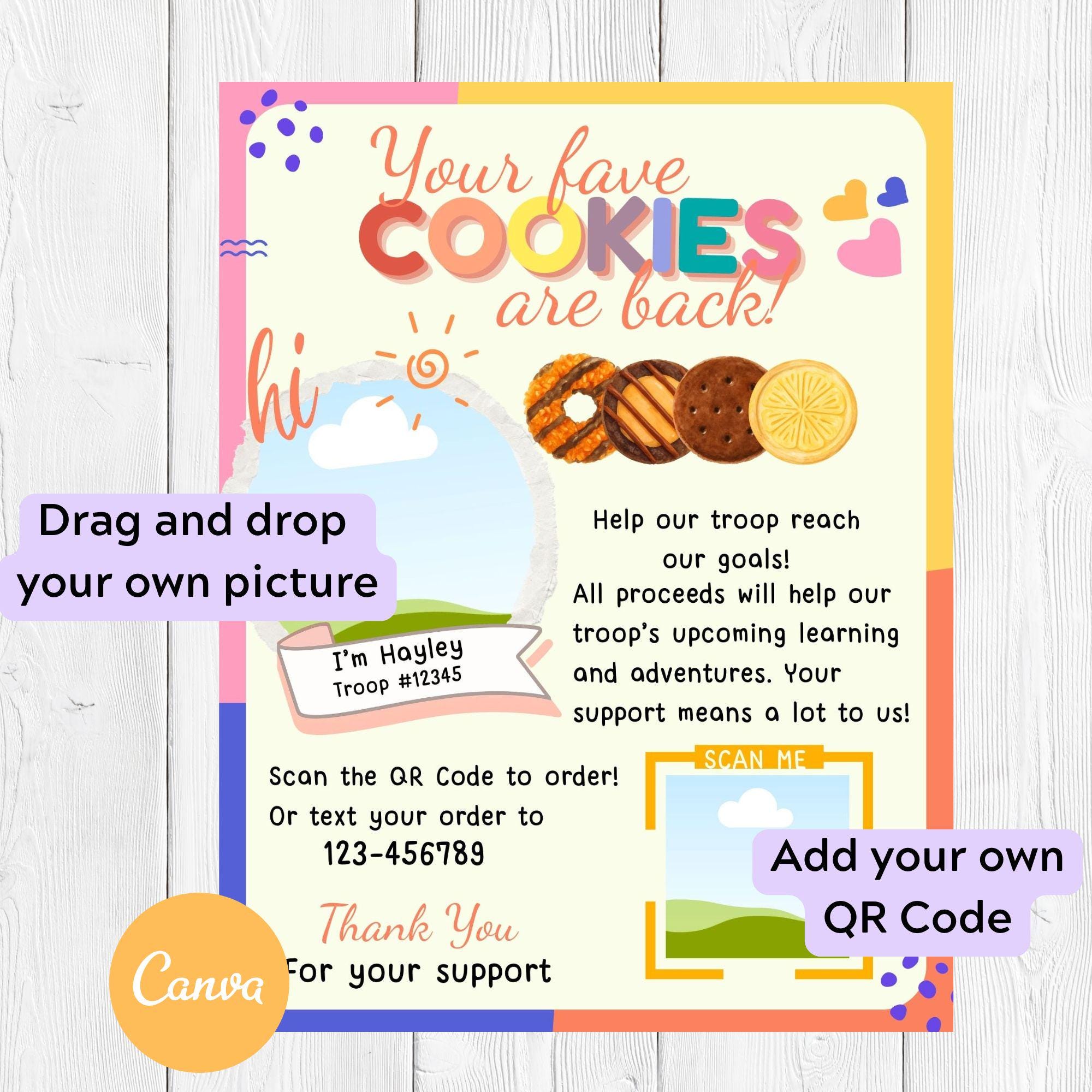 Editable Cookie Sales Flyer, Fundraising Template (canva Digital ...