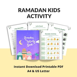 Ramadan Beschäftigungsbuch für Kinder | Islamische Arbeitsblätter zum Ausdrucken | Arabisches Alphabet & Zahlen | Ramadan Arbeitsbuch PDF