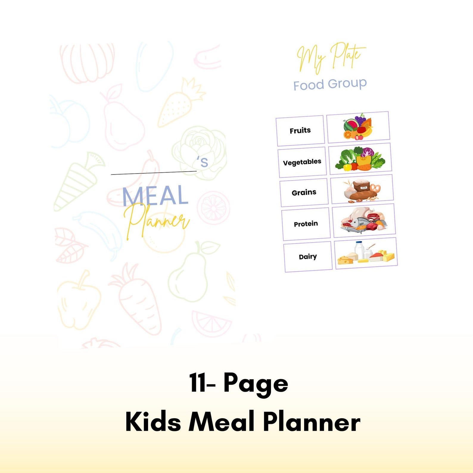 Kids Meal Planner, Kids Food Journal, Healthy Eating Food Tracker, Printable PDF, Instant ...