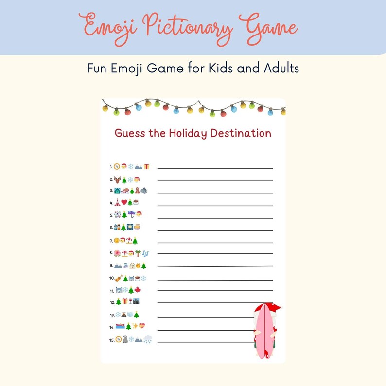 Christmas Emoji Pictionary Game | Holiday Party (digital Download) - Etsy