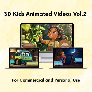 3D Animated Kids&#39; Videos, 64 Canva Templates with Voiceover, PLR Commercial Use License, Animated Kids&#39; Learning Video in Canva