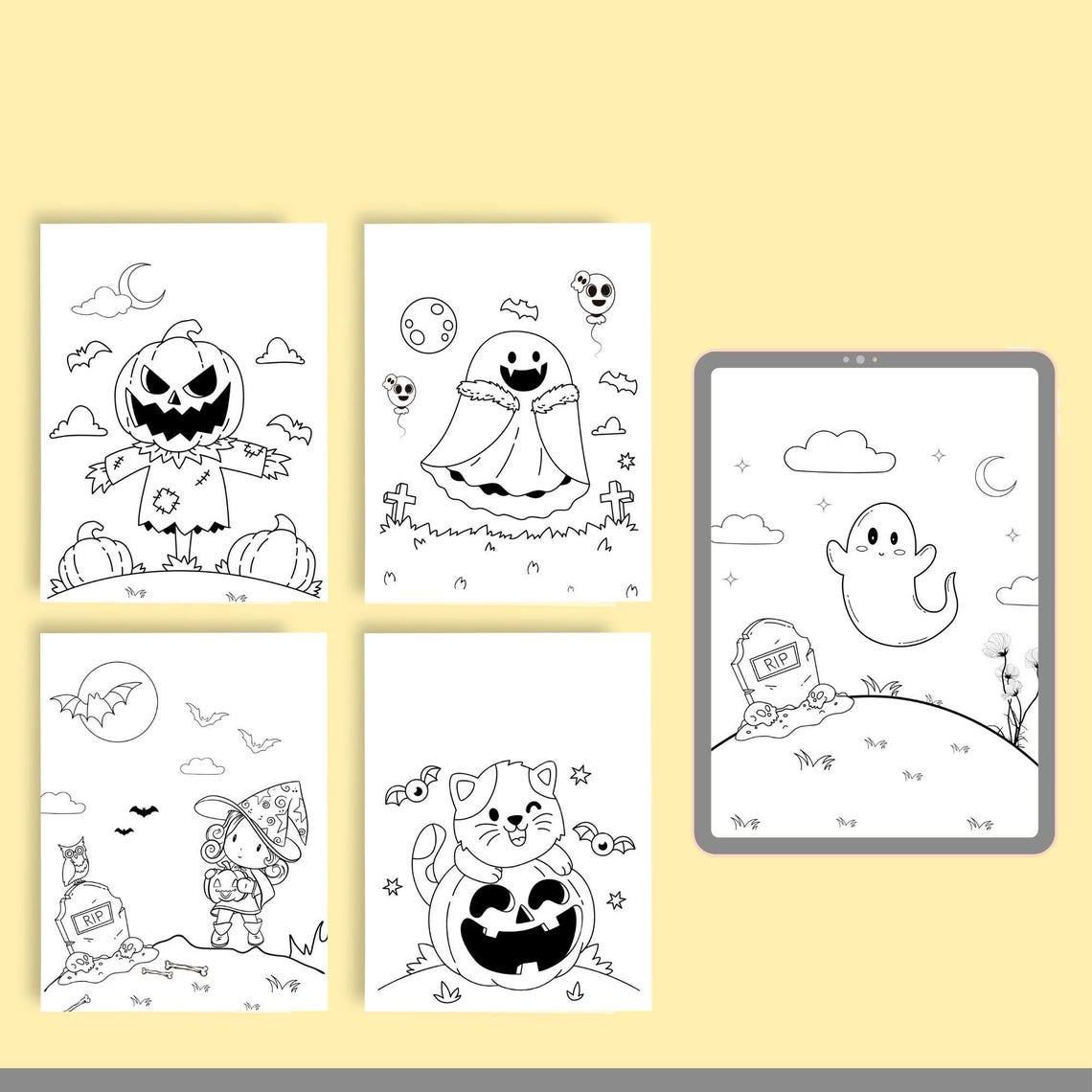 45 Halloween Printable Coloring Pages for Kids, Halloween Printable