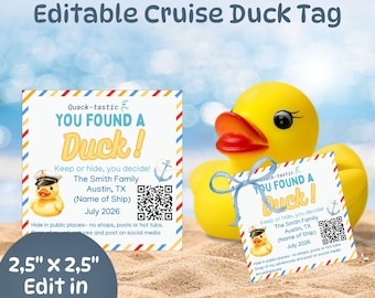 Etiquetas de Pato de Cruzeiro Editáveis, Jogo de Cruzeiro (Modelo em Canvas para Download Digital)