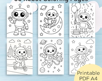 60 desenhos de robôs para colorir para crianças, com designs fáceis e marcantes (download em PDF)