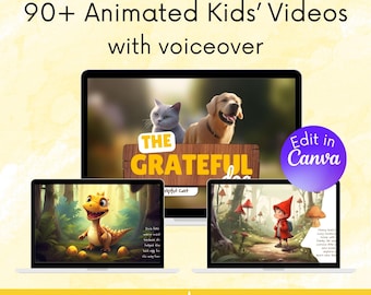 Pacchetto di video didattici animati per bambini, 96 modelli Canva educativi, video per uso commerciale