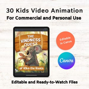 PLR Kids' Video Bundle, 30 Canva Editable Children's Learning Video, Voiceover and Animation, Fun and Educational Video for Kids