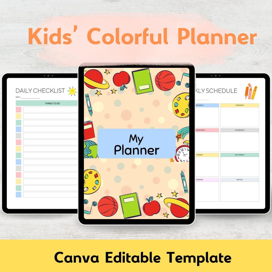 Editable Colorful Kids Back to School Planner, Printable Homeschool ...
