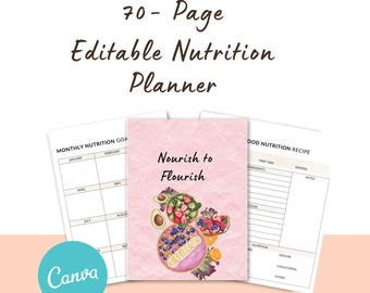 Editable Nutrition Planner: 70-Page Wellness Journal (Canva Template)