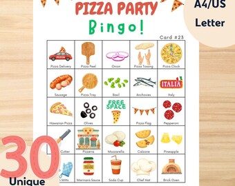 Jogo de Bingo da Festa da Pizza: Atividade Divertida para Imprimir (Download Imediato)