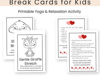 Tarjetas de respiración consciente para niños, posturas de yoga relajantes (descarga digital)