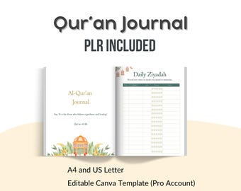 Diario del Corán / Plantilla editable de Canva y PDF imprimible / PLR MRR