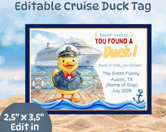 Bewerkbare Cruise Duck-labels | Canva-sjabloon, 2,5 x 3,5 inch (digitale download)