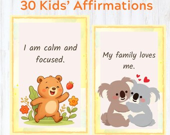 Kids' Affirmation Cards | 30 Daily Positive Prints (Instant Download)