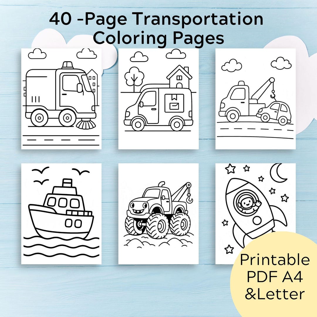 Transportation Coloring Pages for Toddlers – 40 Easy Vehicle Sheets ...