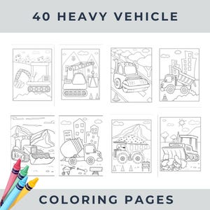 Construction Site Coloring Pages, Coloring Pages for Boys, Excavators Dump Truck, Simple Construction Coloring Pages Instant Download