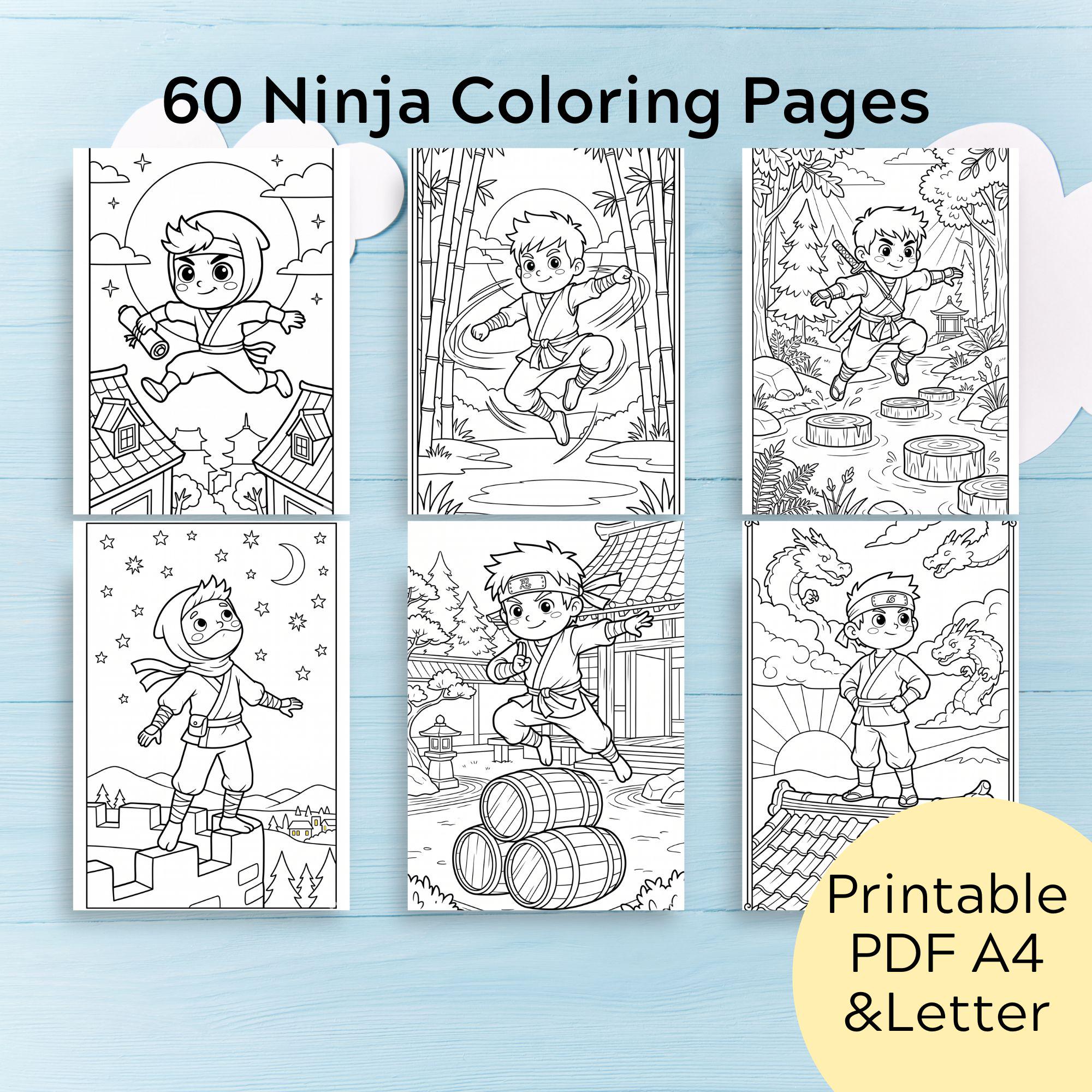 Ninja Coloring Pages for Kids, Dragons, Temples, Dojo Adventure ...