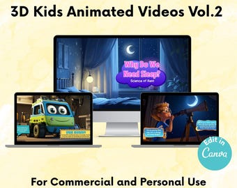 Vídeos animados de aprendizagem para crianças: modelos Canva, licença PLR