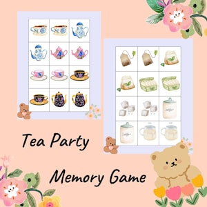 Juego de té imprimible para niños, actividad de combinación de colores para la fiesta del té, tarjetas de memoria para la fiesta del té para la educación en el hogar, descarga instantánea