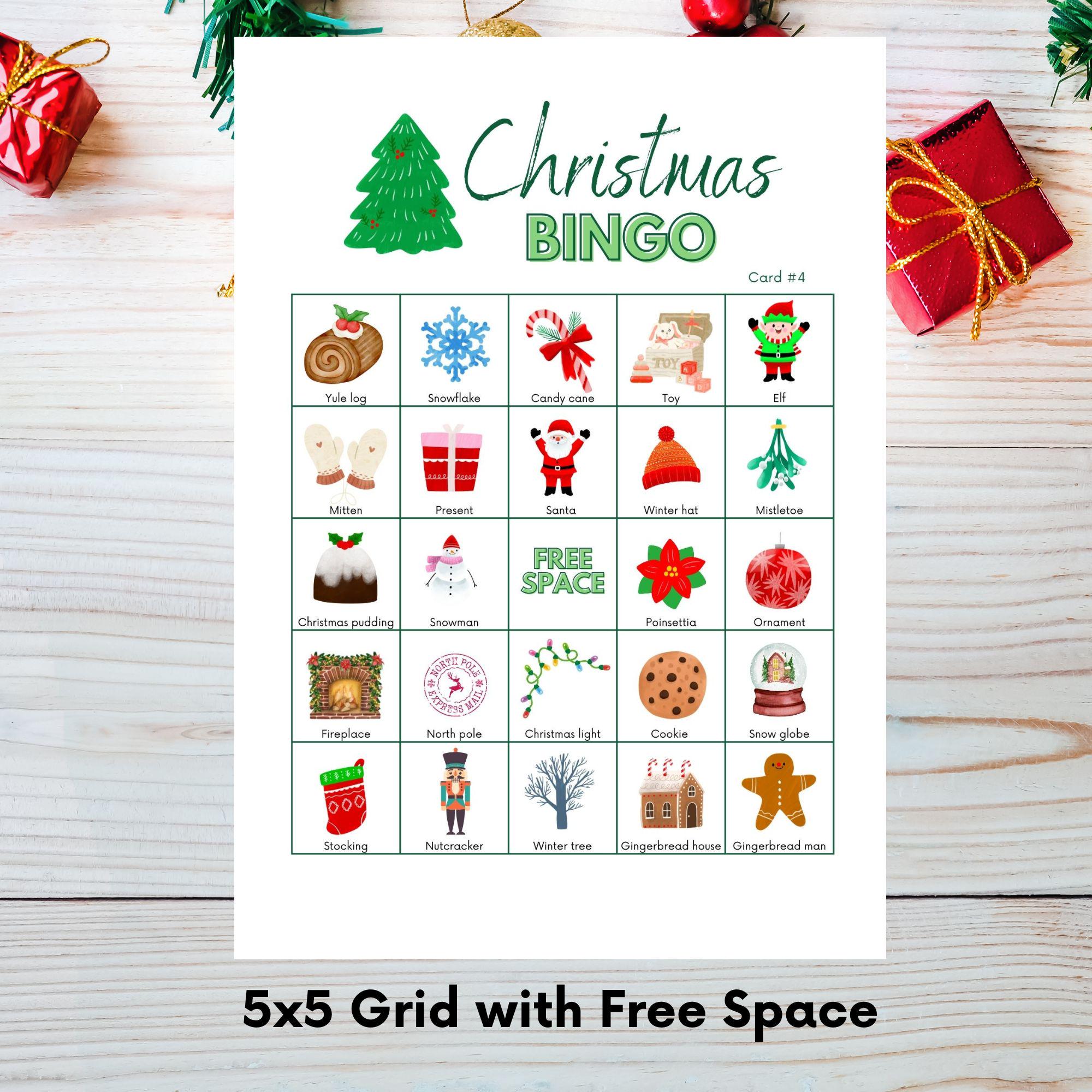 Printable Christmas Bingo Game: 50 Holiday Riddle Cards (A4 & US Letter ...
