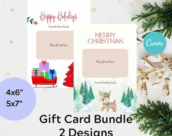 Bewerkbare kerstcadeaukaarthouders| Bewerkbare canvassjabloon| Makkelijke lastminute kerstcadeaus