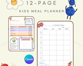 Interactive Kids Meal Planner: Fun Nutrition Guide (Editable Canva Template)