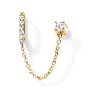chain earrings gold for women double piercing dangle chain huggie hoop earrings cubic zirconia stud ear cuff earrings chain earrings silver