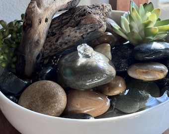 Moss Creek Spring | Living Stone Tabletop Fountain | Biophilic Office Decor | Meditation Water Feature | Real Stone Art
