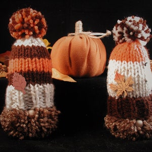 Knitted Hat - Fall Gnomes - Brown Beard (set of 2)