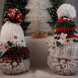 Knitted Hat - Holiday/Winter Gnomes - Pale Gray Beard (set of 2)