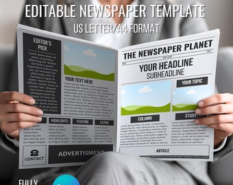 Canva newspaper editable templates |Printable Fake Newspaper template|Business Newspaper Templates|Canva Business template|Vintage Newspaper