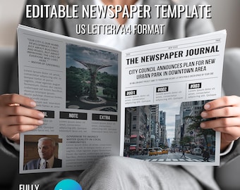 Canva newspaper editable templates |Printable Fake Newspaper template|Business Newspaper Templates|Canva Business template|Vintage Newspaper