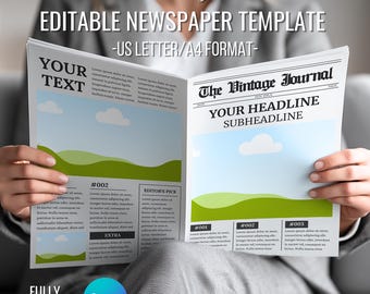Canva newspaper editable templates |Printable Fake Newspaper template|Business Newspaper Templates|Canva Business template|Vintage Newspaper