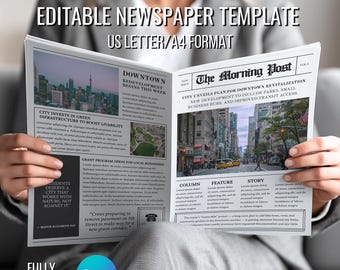 Canva newspaper editable templates |Printable Fake Newspaper template|Business Newspaper Templates|Canva Business template|Vintage Newspaper